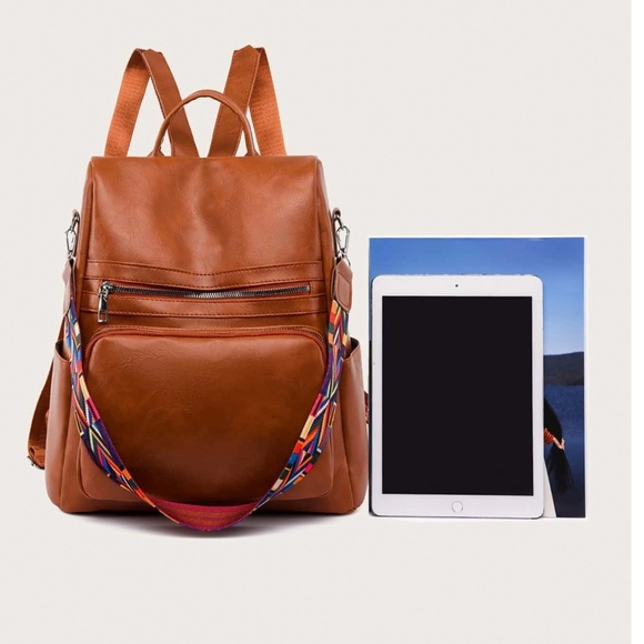 Luxe Vegan Leather Zipper Back pack - Picture 3 of 5